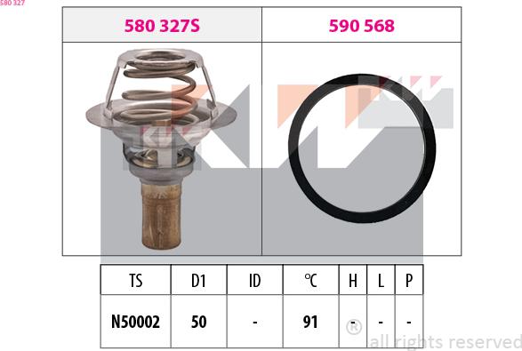 KW 580 327 - Termostats, Dzesēšanas šķidrums autospares.lv