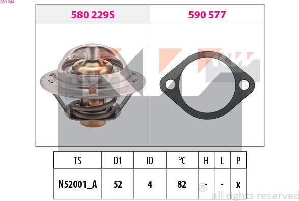 KW 580 244 - Термостат охлаждающей жидкости / корпус www.autospares.lv