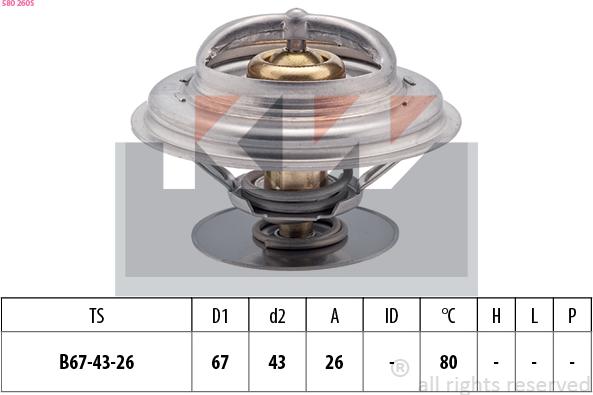 KW 580 260S - Термостат охлаждающей жидкости / корпус www.autospares.lv