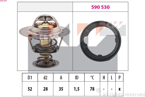 KW 580 267 - Coolant thermostat / housing www.autospares.lv