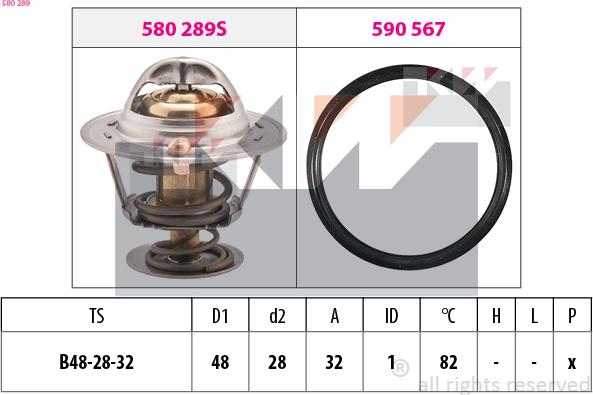 KW 580 289 - Термостат охлаждающей жидкости / корпус www.autospares.lv