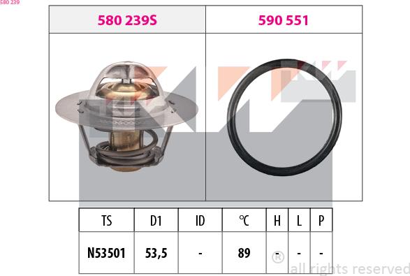 KW 580 239 - Termostats, Dzesēšanas šķidrums autospares.lv