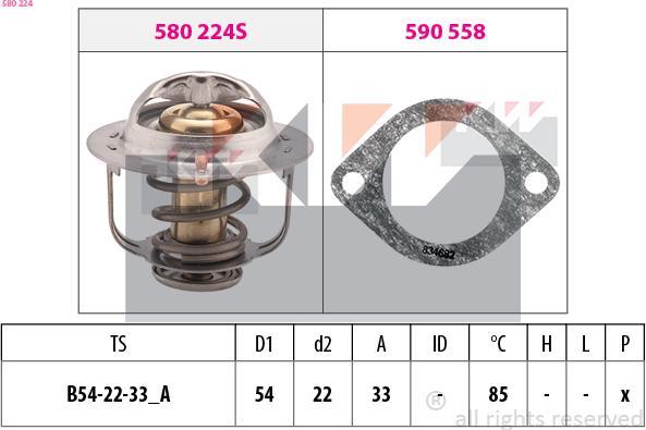 KW 580 224 - Termostats, Dzesēšanas šķidrums autospares.lv