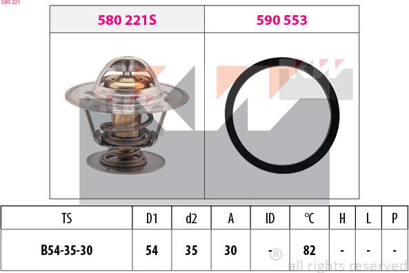 KW 580 221 - Termostats, Dzesēšanas šķidrums autospares.lv