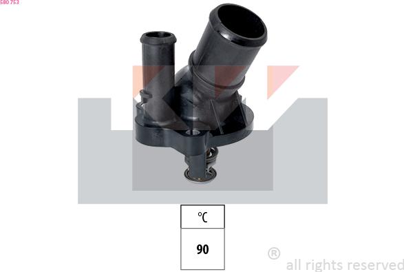 KW 580 753 - Coolant thermostat / housing www.autospares.lv