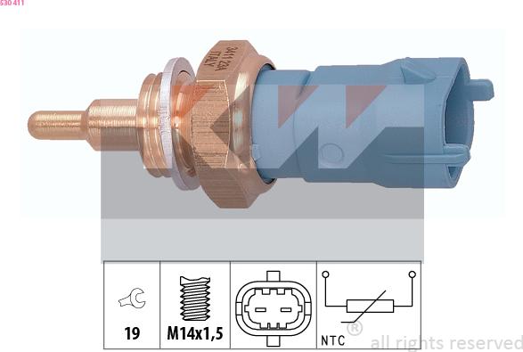 KW 530 411 - Devējs, Dzesēšanas šķidruma temperatūra www.autospares.lv