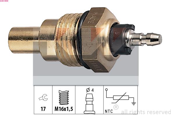 KW 530 009 - Датчик, температура охлаждающей жидкости www.autospares.lv