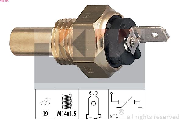 KW 530 015 - Датчик, температура охлаждающей жидкости www.autospares.lv