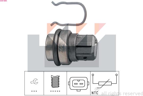 KW 530 086 - Sensor, coolant temperature www.autospares.lv