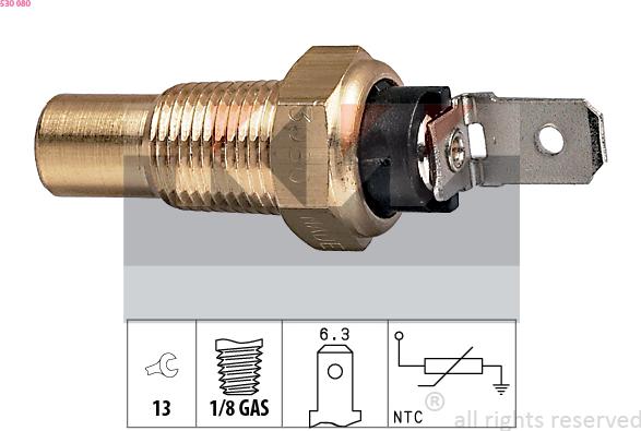 KW 530 080 - Датчик, температура охлаждающей жидкости www.autospares.lv