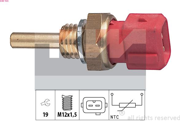 KW 530 155 - Датчик, температура охлаждающей жидкости www.autospares.lv