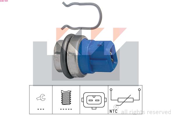 KW 530 101 - Датчик, температура охлаждающей жидкости www.autospares.lv