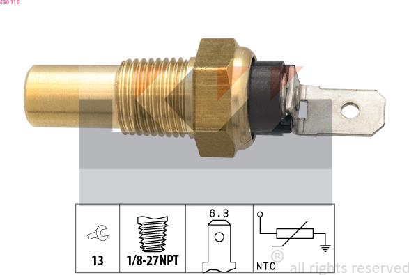 KW 530 115 - Датчик, температура охлаждающей жидкости www.autospares.lv