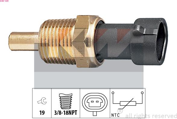 KW 530 129 - Датчик, температура масла www.autospares.lv