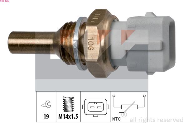 KW 530 126 - Датчик, температура охлаждающей жидкости www.autospares.lv