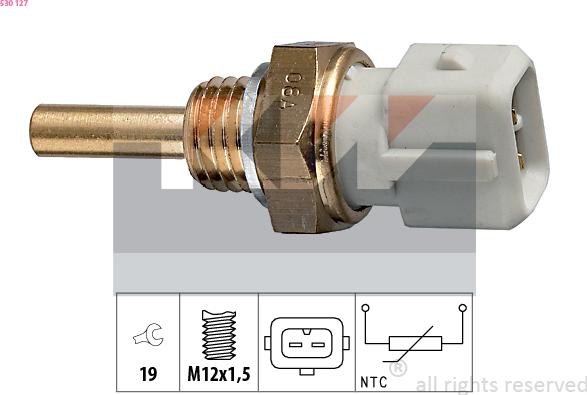 KW 530 127 - Датчик, температура охлаждающей жидкости www.autospares.lv