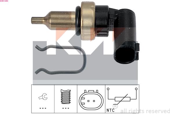 KW 530 343 - Sensor, coolant temperature www.autospares.lv