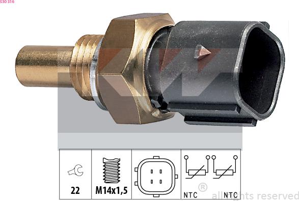 KW 530 316 - Devējs, Dzesēšanas šķidruma temperatūra autospares.lv