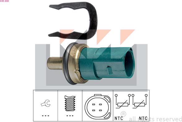 KW 530 258 - Sensor, coolant temperature www.autospares.lv