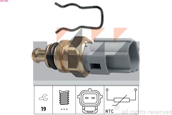 KW 530 285 - Sensor, coolant temperature www.autospares.lv