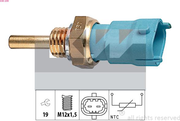 KW 530 239 - Sensor, oil temperature www.autospares.lv