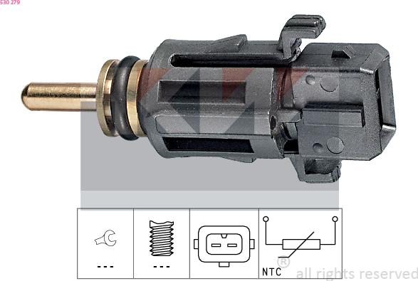 KW 530 279 - Devējs, Dzesēšanas šķidruma temperatūra www.autospares.lv