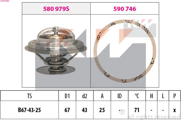 KW 579 942 - Termostats, Dzesēšanas šķidrums www.autospares.lv