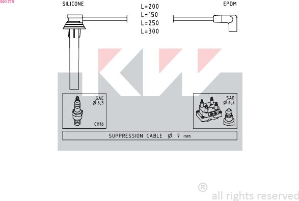 KW 360 719 - Augstsprieguma vadu komplekts www.autospares.lv