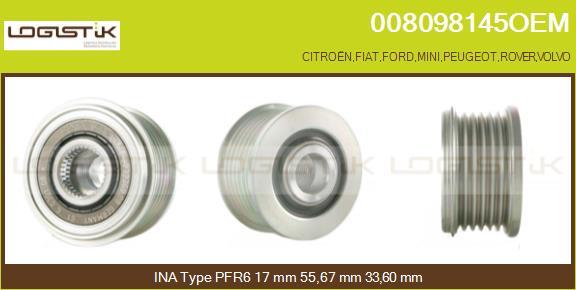 LGK 008098145OEM - Pulley, alternator, freewheel clutch www.autospares.lv