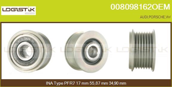 LGK 008098162OEM - Шкив генератора, муфта www.autospares.lv