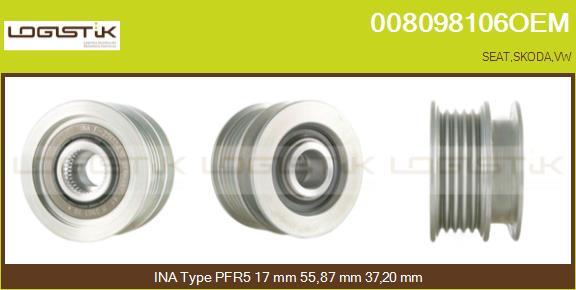 LGK 008098106OEM - Шкив генератора, муфта www.autospares.lv