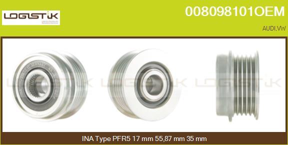 LGK 008098101OEM - Шкив генератора, муфта www.autospares.lv