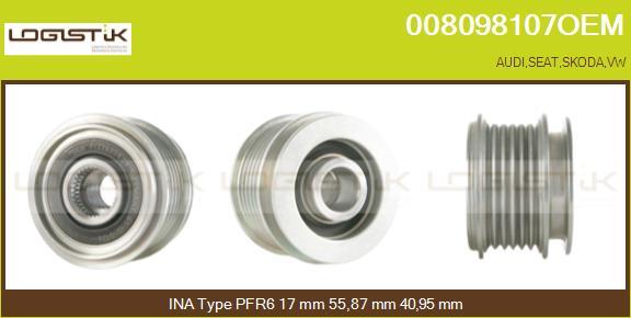 LGK 008098107OEM - Pulley, alternator, freewheel clutch www.autospares.lv