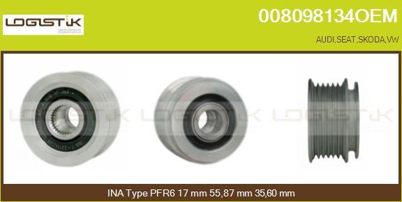 LGK 008098134OEM - Шкив генератора, муфта www.autospares.lv