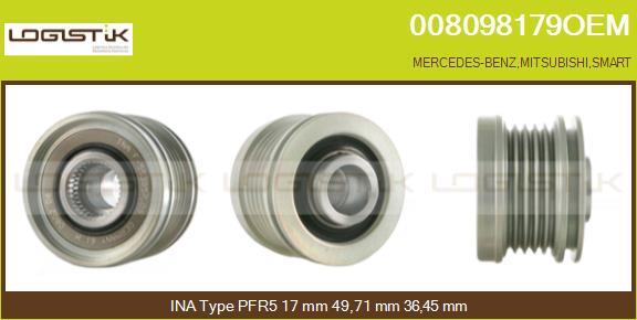 LGK 008098179OEM - Шкив генератора, муфта www.autospares.lv