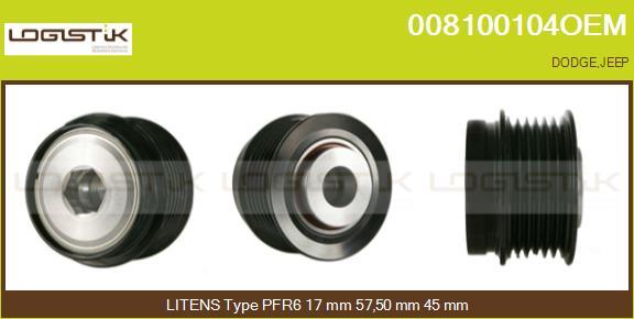 LGK 008100104OEM - Шкив генератора, муфта www.autospares.lv