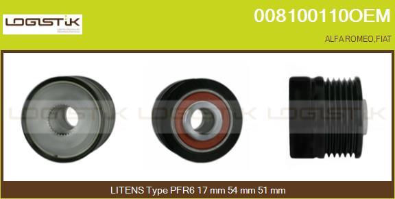 LGK 008100110OEM - Piedziņas skriemelis, Ģenerators www.autospares.lv