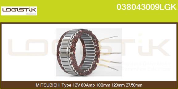 LGK 038043009LGK - Stator, alternator www.autospares.lv