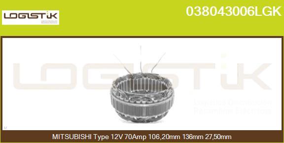 LGK 038043006LGK - Статор, генератор www.autospares.lv