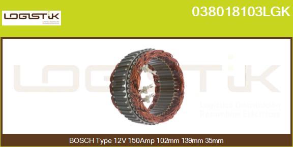 LGK 038018103LGK - Stator, alternator www.autospares.lv