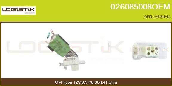 LGK 026085008OEM - Rezistors, Salona ventilators www.autospares.lv