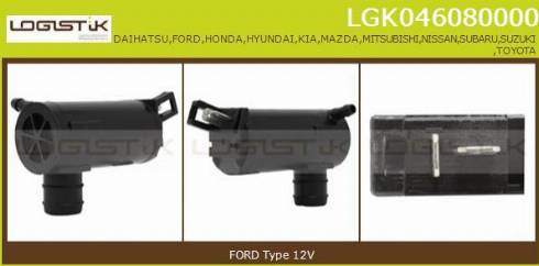 LGK LGK046080000 - Ūdenssūknis, Stiklu tīrīšanas sistēma www.autospares.lv