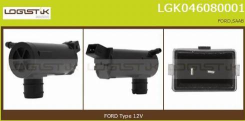 LGK LGK046080001 - Ūdenssūknis, Stiklu tīrīšanas sistēma www.autospares.lv