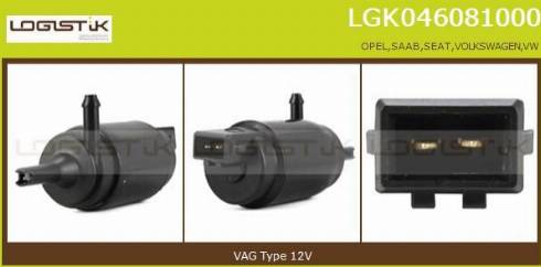 LGK LGK046081000 - Water Pump, window cleaning www.autospares.lv