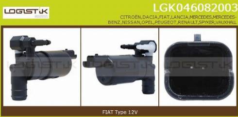 LGK LGK046082003 - Ūdenssūknis, Stiklu tīrīšanas sistēma autospares.lv