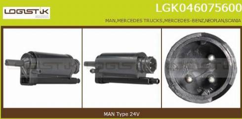 LGK LGK046075600 - Ūdenssūknis, Stiklu tīrīšanas sistēma www.autospares.lv