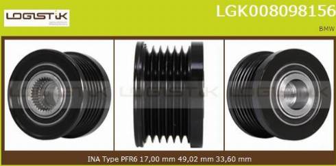 LGK LGK008098156 - Шкив генератора, муфта www.autospares.lv