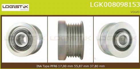 LGK LGK008098153 - Шкив генератора, муфта www.autospares.lv