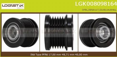 LGK LGK008098164 - Шкив генератора, муфта www.autospares.lv