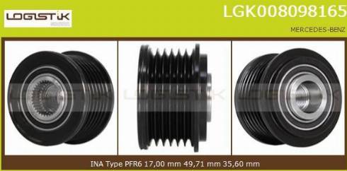 LGK LGK008098165 - Шкив генератора, муфта www.autospares.lv